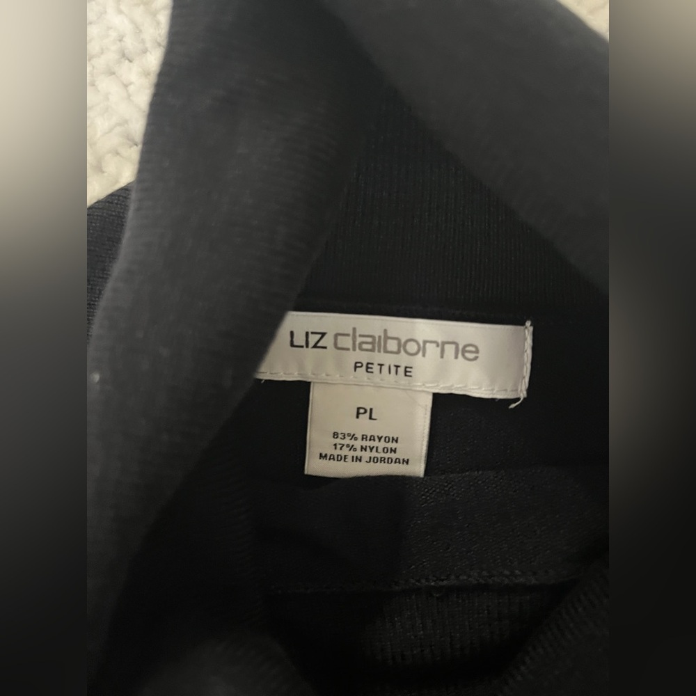NWT Black Turtleneck Liz Claiborne Sweater Top Petites Lightweight Knit SZ: PL - Picture 4 of 4